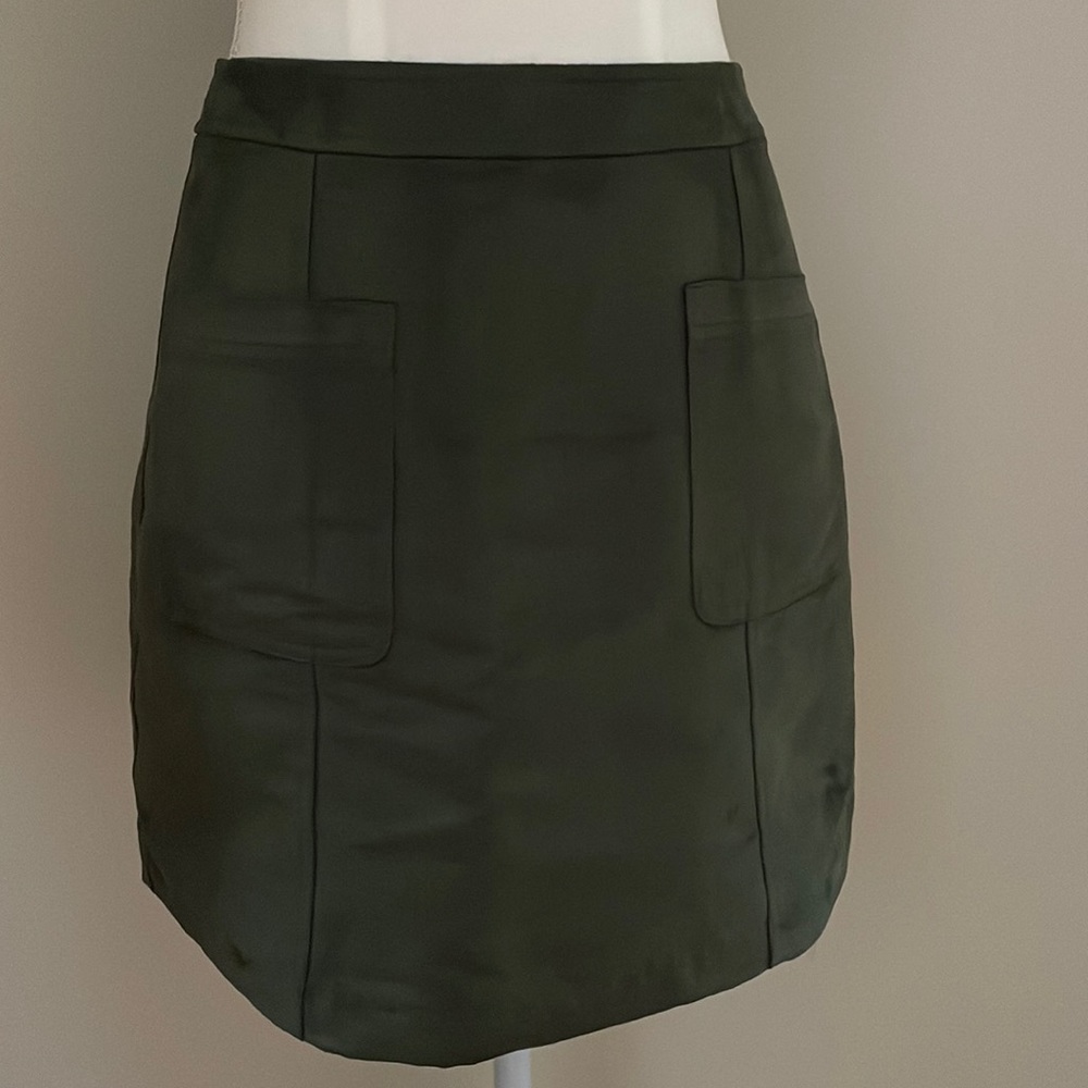 Old Navy Faux Suede Skirt Green A-line with zipper (back), 2 front pockets